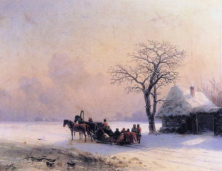 Ivan Aivazovsky Winter Scene in Little Russia oil painting picture